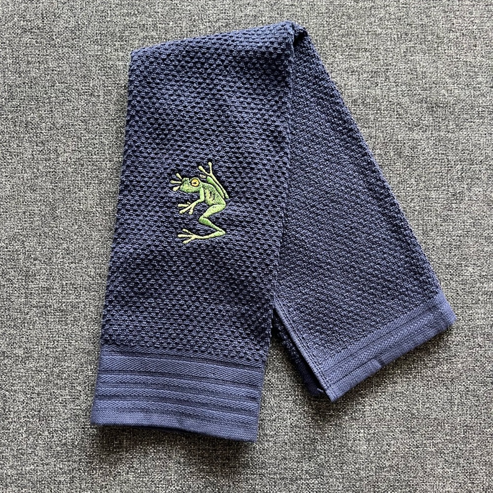 Embroidered Frog Hand Towel